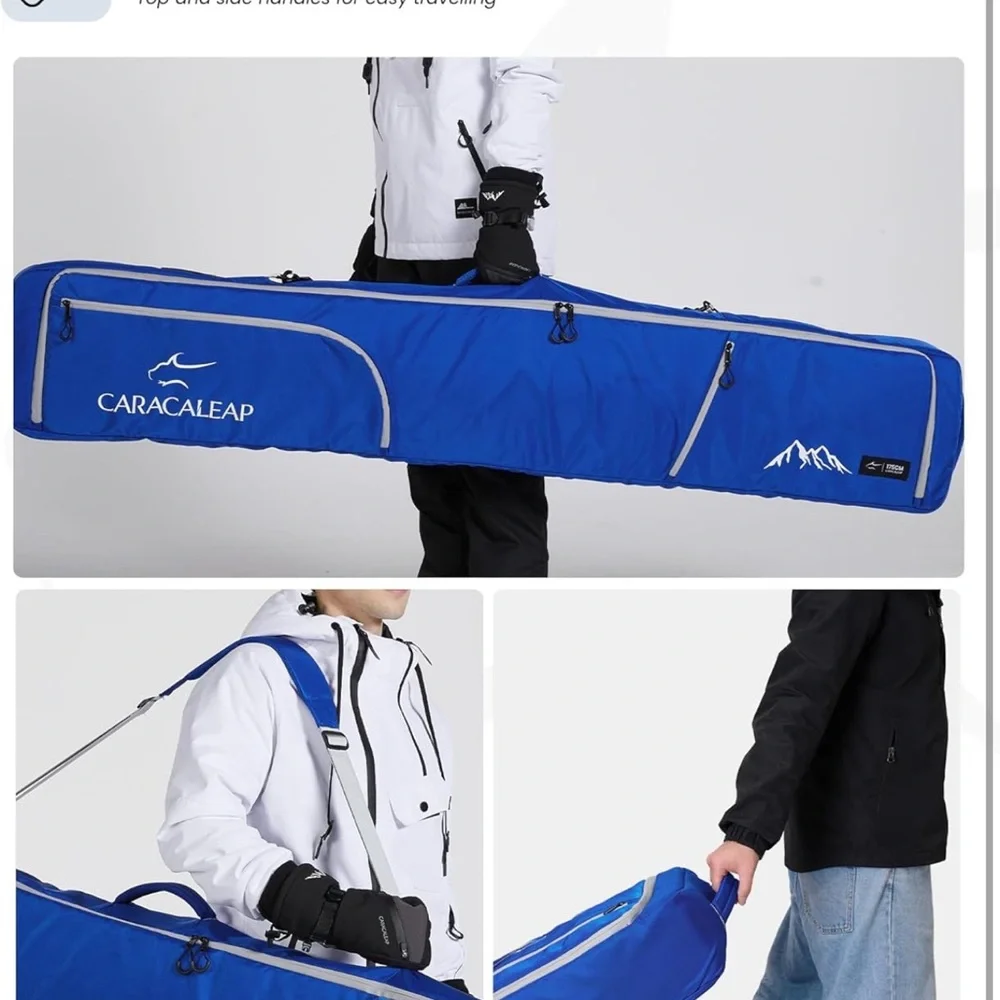 Ski Snowboard Bag Fully Padded for Air Travel 2 pair, Double Size 195CM